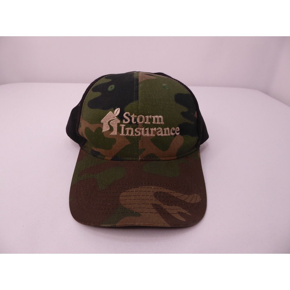 Camo Storm Insurance Trucker Mesh Baseball Hat Cap